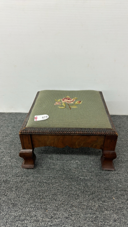 Needlepoint Wooden Foot Stool