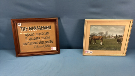 Framed Horse Print & Framed Wall Sign