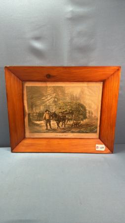 Framed George C. Leighton Print 'The Holly Cart'