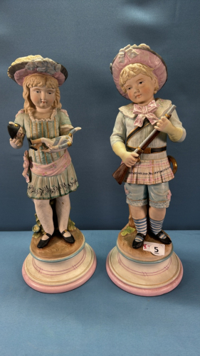 2 Large Victorian Bisque Figurines