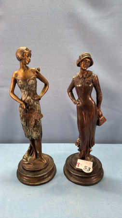 Pair of Bronze Patinated Flapper Girls