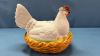 Large Bisque Antique Hen on Nest -See Notes - 6