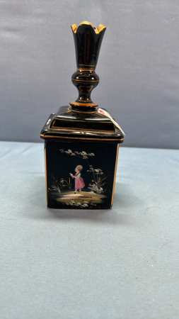 Enamelled Black Amethyst Dresser Bottle