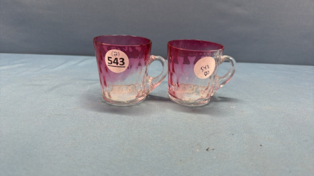 Pair of Cranberry Thumbprint Punch Cups