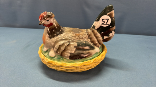 Staffordshire Coloured Antique Hen on Nest