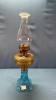 Amber and Blue Glass Moon and Star Oil Lamp