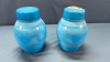 Pair of Blue Milk Glass Covered Jars -See Notes - 2