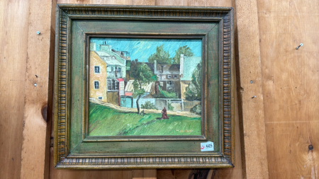 Framed Oil on Board Streetscape by W. Laverty