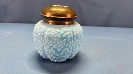 Challinor Blue Milk Glass Sugar Shaker -See Notes