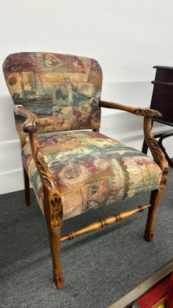 Upholstered Carved Hostess Chair