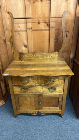 Oak 2 Drawer Wash Stand With Harp