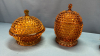 4 Piece Dark Amber Glass Hobnail Breakfast Set - 2