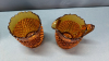 4 Piece Dark Amber Glass Hobnail Breakfast Set - 6