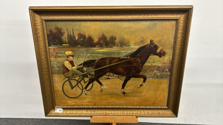 Stanley Landymore Race Horse Oil on Board -1953