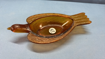 Amber Glass Hemingray Bird Relish Dish