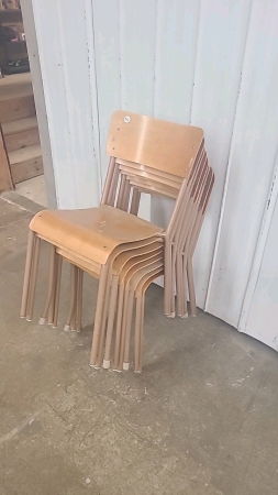 8 Wooden Stacking Chairs