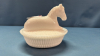 Milk Glass McKee Covered Horse Dish - 3