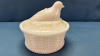 Milk Glass Signed McKee Canary on Round Basket - 3