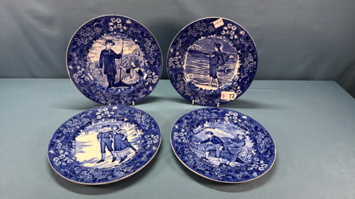 4 Wedgwood Blue and White Month Plates -See Notes