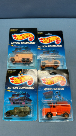 4 Hot Wheels Toys on Cards