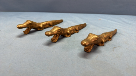 3 Brass Alligator Bottle Openers