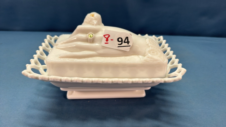 Patent 1889 Hand and Dove Covered Dish