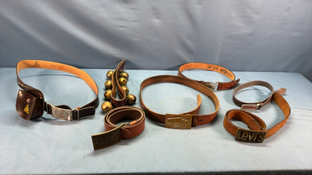 6 Assorted Belts and Buckles Lot -See Notes