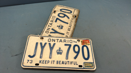 Pair of 1973 Ontario License Plates