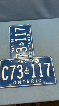 Pair of Mar 1976 Ontario License Plates