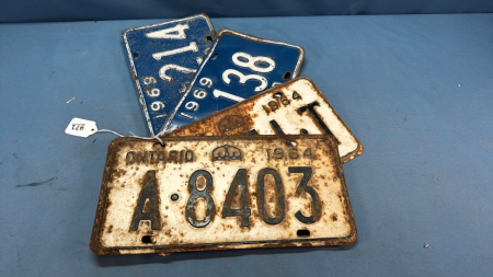 2 -1964 and 2 -1969 Single Ontario License Plates