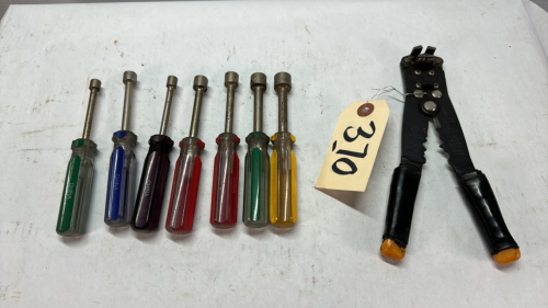 7 SAE Nut Drivers & 1 Pair of Wire Strippers