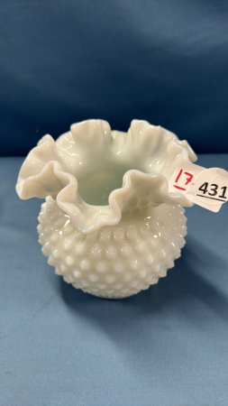 White Hobnail Fluted Vase