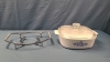 Corning Ware Casserole w/ Lid & Shallow Roast Pan w/Stand - 2