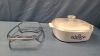 Corning Ware Casserole w/ Lid & Shallow Roast Pan w/Stand - 4