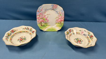 6" Royal Albert Dessert Plate & 2 Coalport 6" Nappies