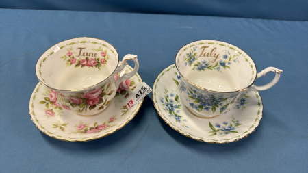 2 Royal Albert Cups & Saucers -June & July