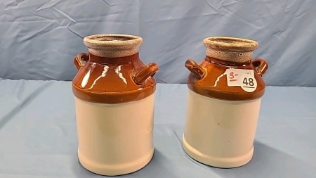 2 China Milk Can Style Pieces -7" High