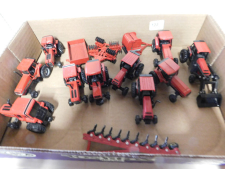 1/64 Ertl Lot of 13 Case IH Tractors, Implements