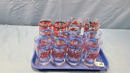 Soft Drink Glasses -8 Pepsi & 4 Coke -See Notes
