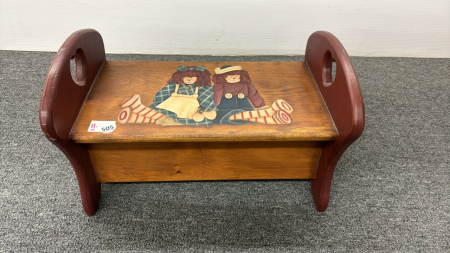 Raggedy Ann & Andy Wooden Foot Stool/Doll Cradle