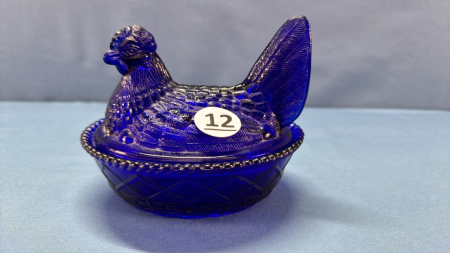 Cobalt Blue Westmoreland Glass Hen on the Nest