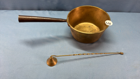 6in Wide Brass Sauce Pan and Candle Snuffer