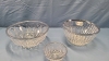 3 Glass Bowls with Chrome Edges -9", 8" and 4" Wide