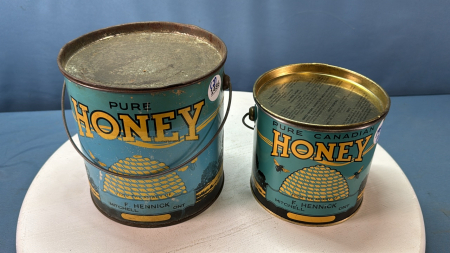 2 F.Hennick Honey Pails - 4Lb & 8 Lb