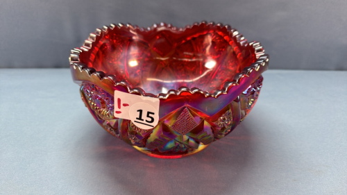 Red Carnival Glass Bowl