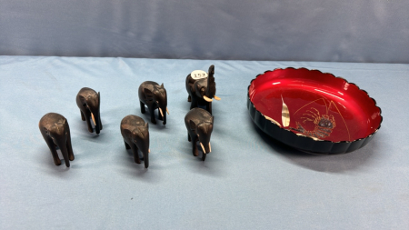 6 Ebony Elephants -3 Have Broken Tusks