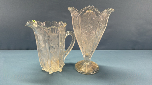 Scotch Thistle Patterned 9in Vase & 7in Pitcher