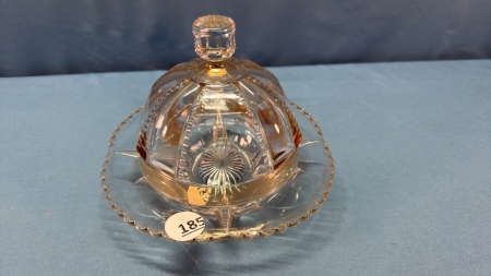 Gold Trimmed Glass Butter Dish