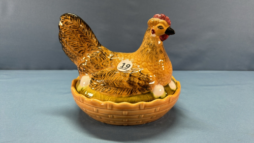 German Hen on the Nest with Egg Décor