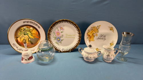 Assorted Commemorative Anniversary Glass & China